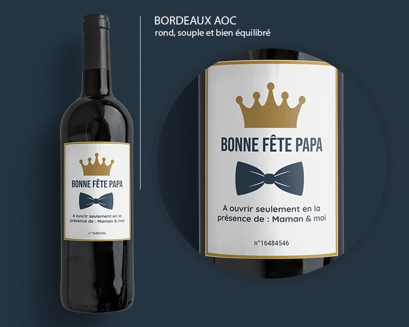 Bouteille De Vin De Bordeaux Personnalisée - Papa Royal 2 Bouteille De Vin De Bordeaux Personnalisée - Papa Royal – Image 2