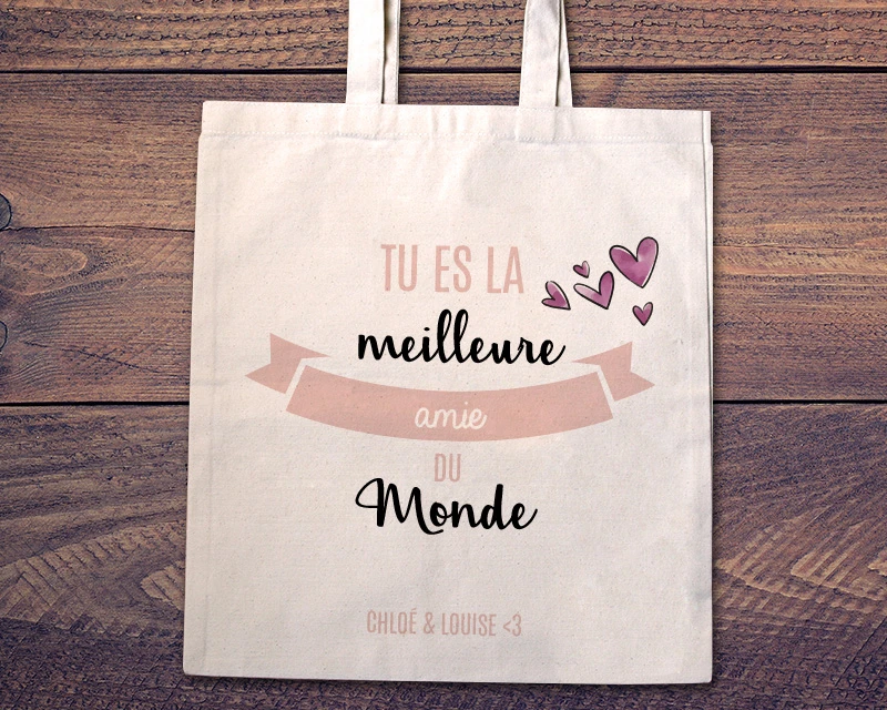 Tote Bag Personnalisable - Tu Es La Meilleure Du Monde - 100% Coton Naturel 2 Tote Bag Personnalisable - Tu Es La Meilleure Du Monde - 100% Coton Naturel – Image 2